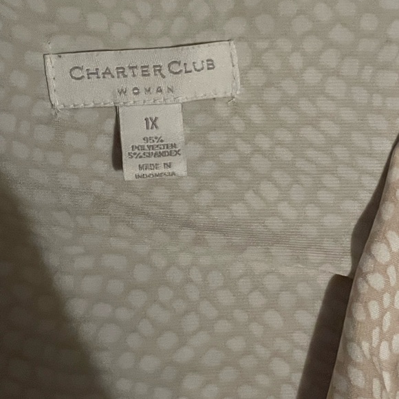 CHARTER CLUB Women’s XL Sleeveless Cowl Neck Top NWT Light Taupe Print - Picture 2 of 3